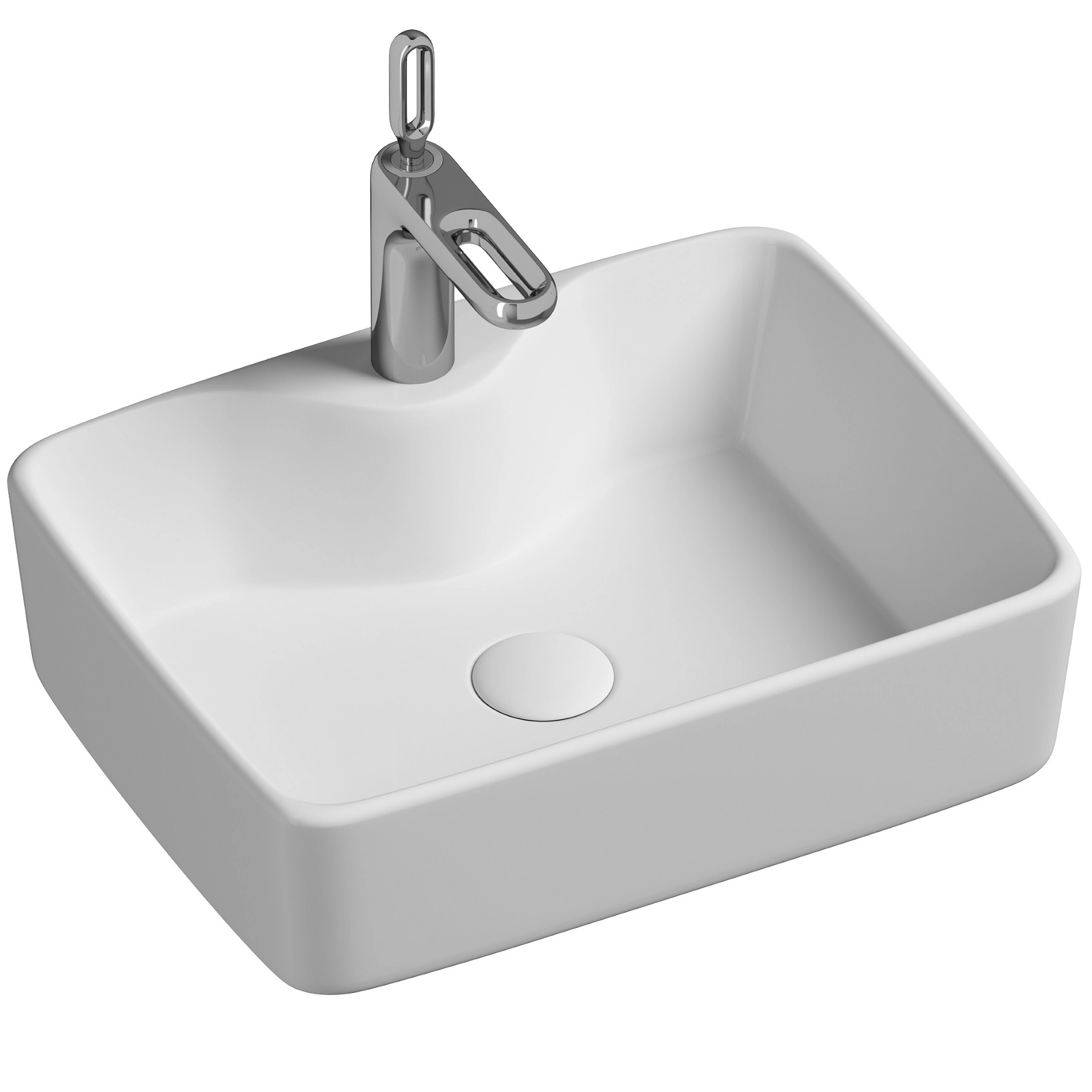 Умывальник чаша накладная прямоугольная CeramicaNova Element 47x37, CN6033
