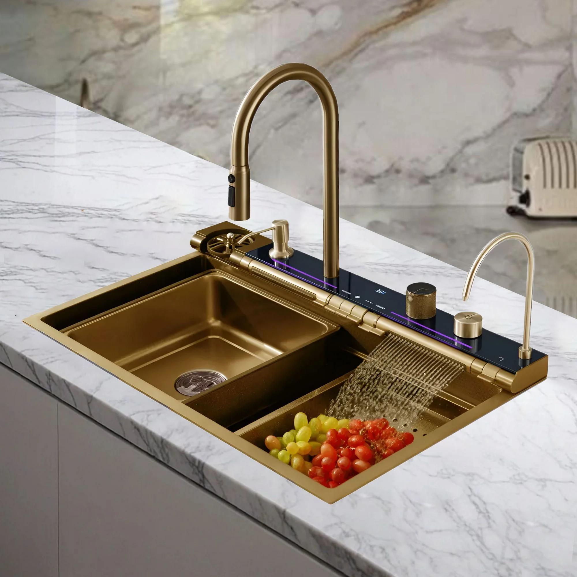 Мойка кухонная многофункциональная Ceruttispa Gloria Pro Nano Gold 75x46, CT11109