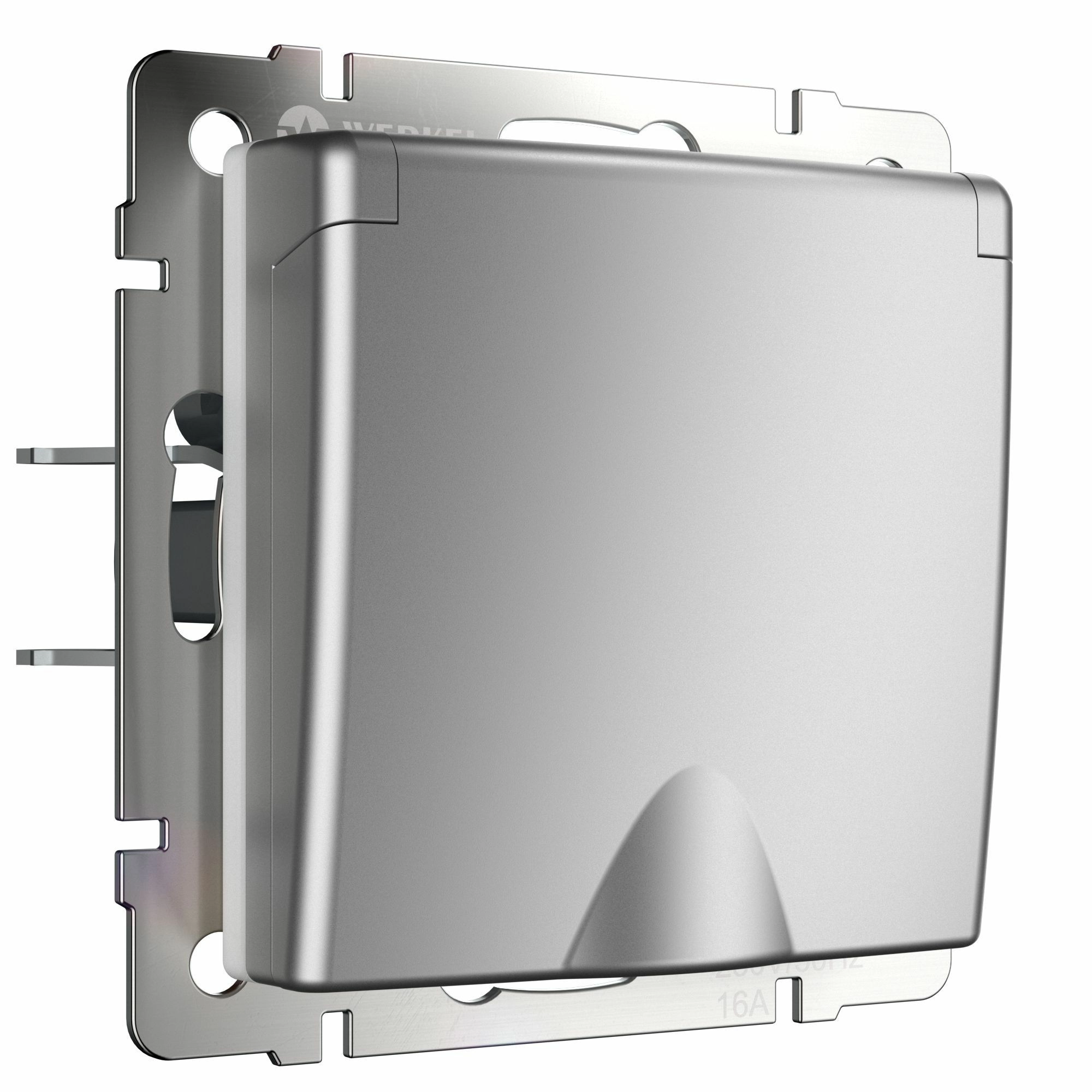 Розетка влагозащищенная с защитной крышкой и шторками Werkel W1171206 (серебряный)