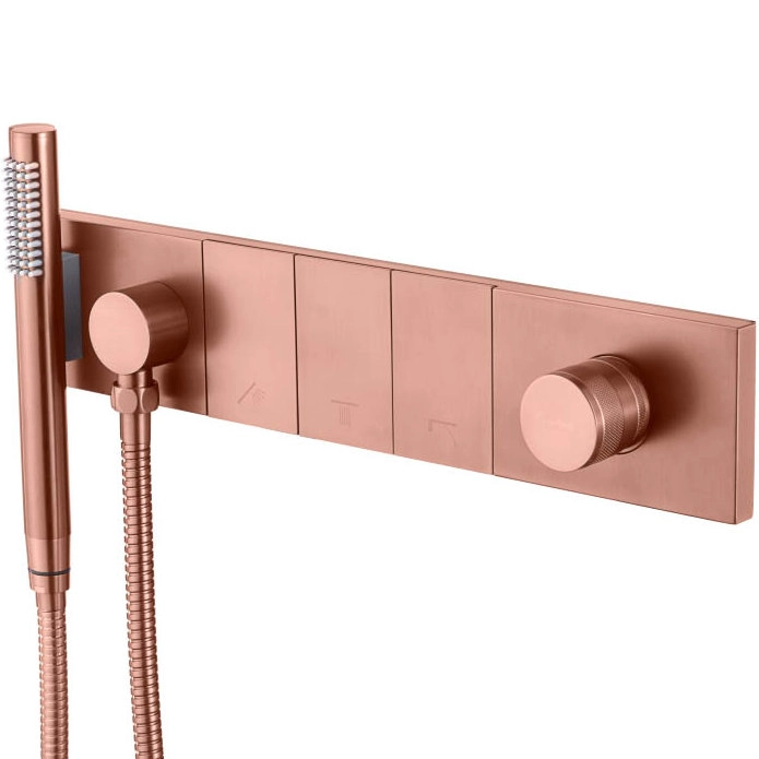 Смеситель Boheme Zodiac с ручным душем на 3 источника Copper Brushed, 132-SYS-CB