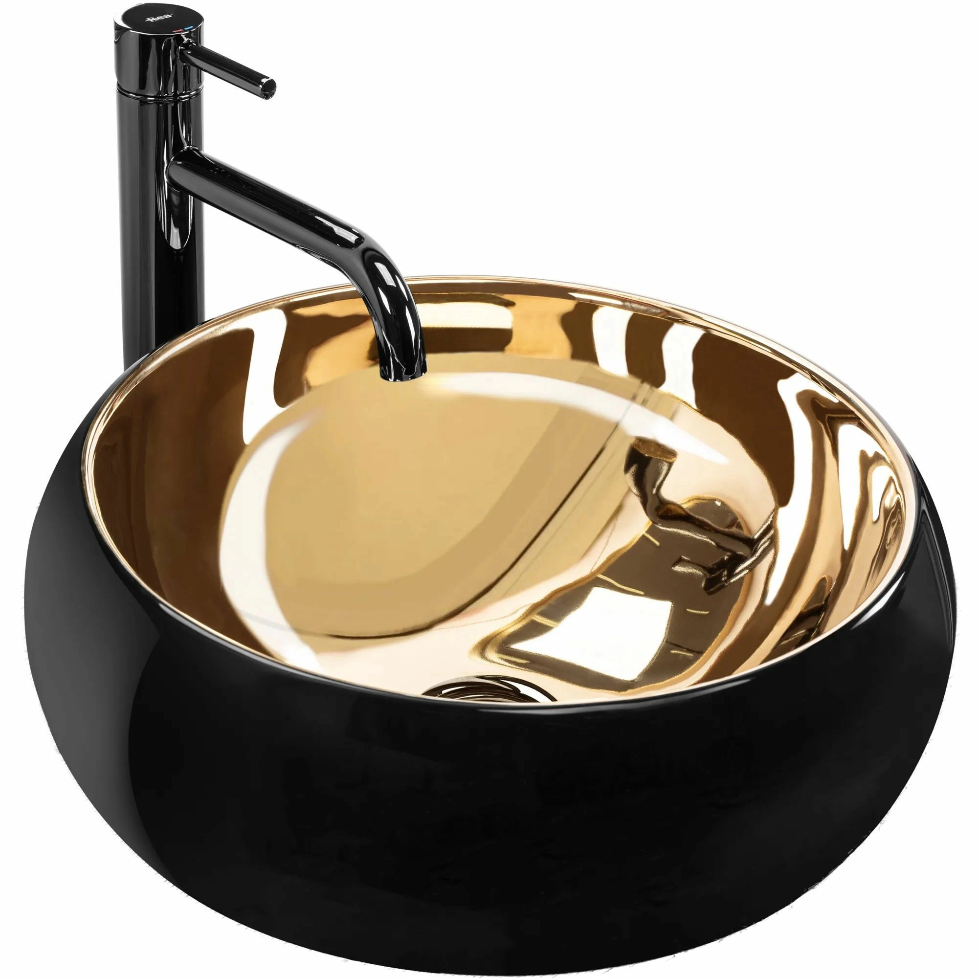 Умывальник Rea Luna Black/Gold 40x40, REA-U3306 