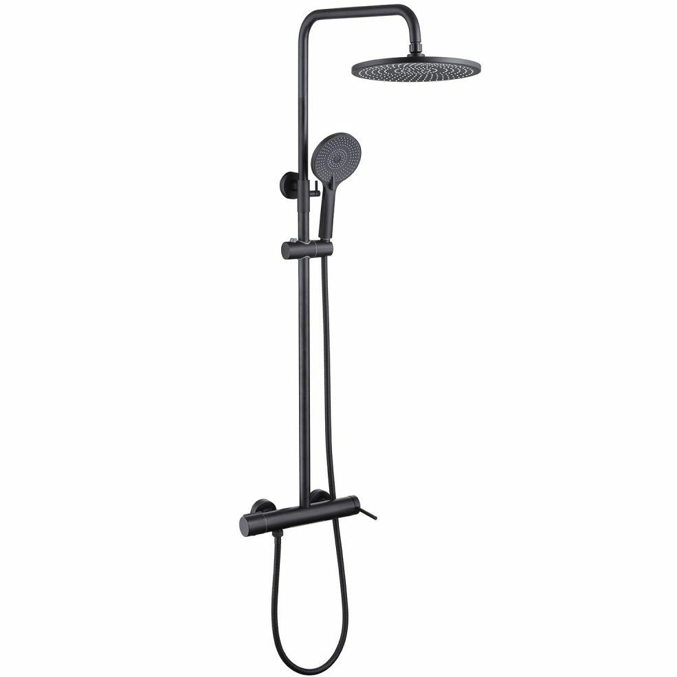 Душевая стойка с изливом Abber Emotion черная матовая, AF8816B