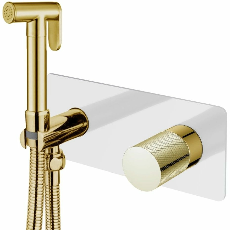 Смеситель гигиенический Boheme Stick Touch White/Gold, 127-WG.2