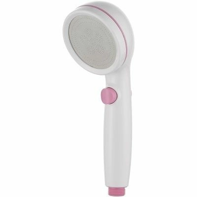 Душевая лейка 1 режим с кнопкой белый/розовый Ledeme L17R