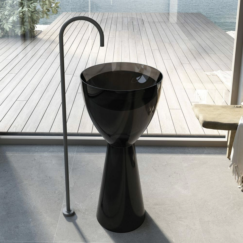 Раковина отдельностоящая прозрачная Abber Kristall 45x45 AT2703Onyx черная
