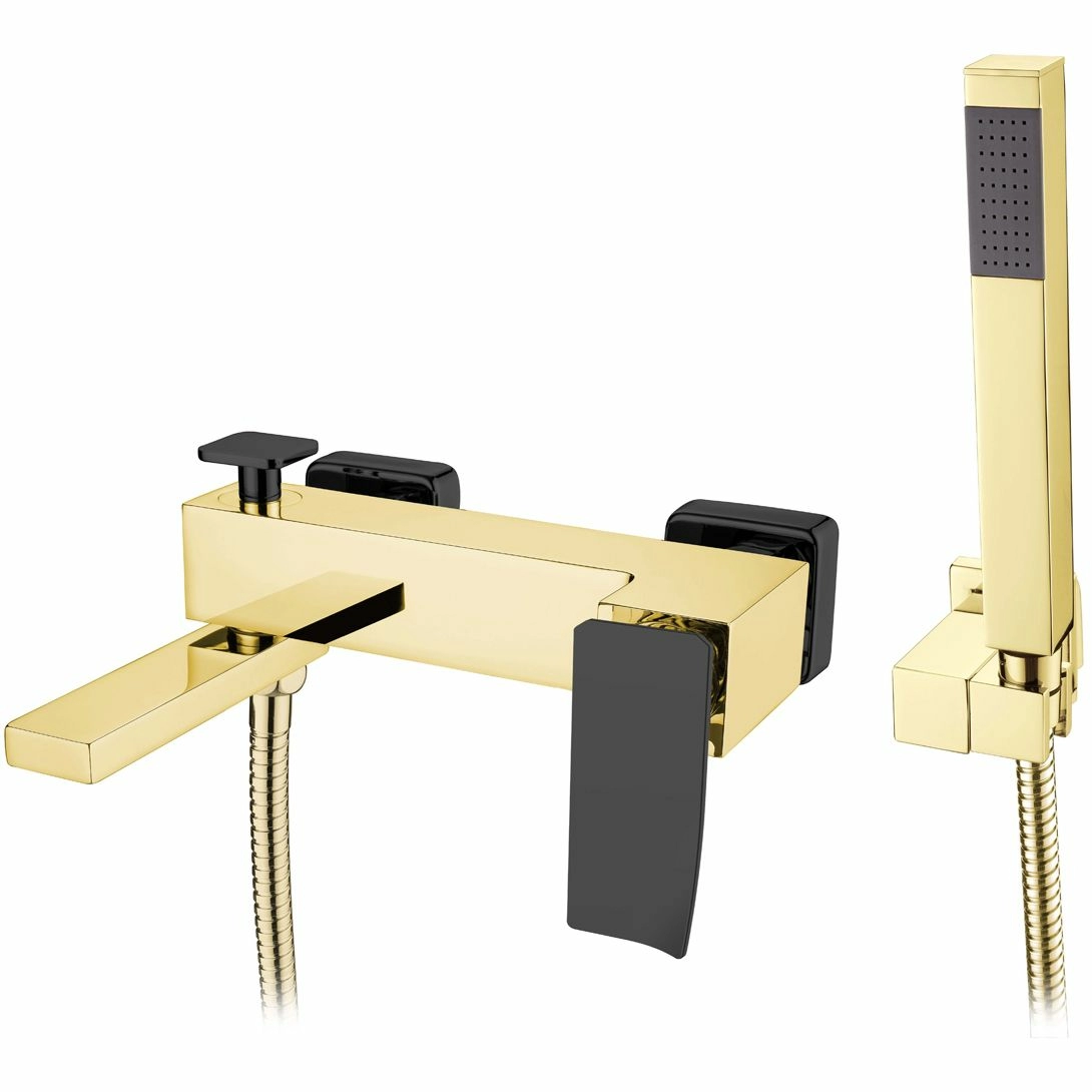 Смеситель для ванны встроенный Boheme Q2 Gold/Black, 143-GB.2