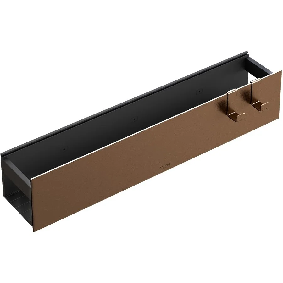 Полка настенная откидная 60 см с 2 крючками Boheme Uno Bronze Brushed, 10966-BRB