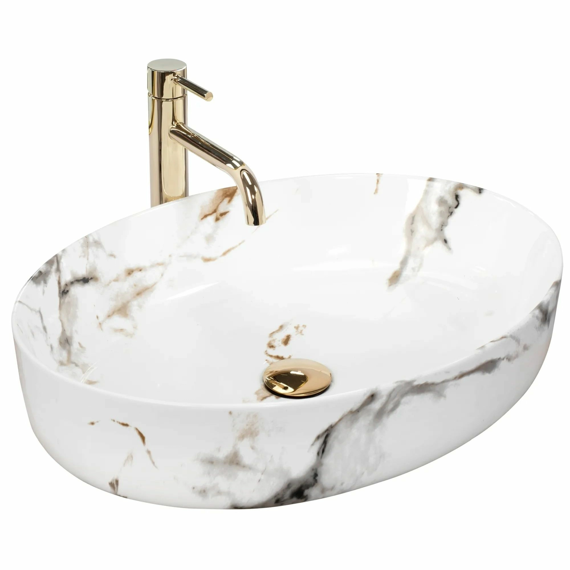 Умывальник Rea Queen Carrara Shiny 55x41.5, REA-U1232