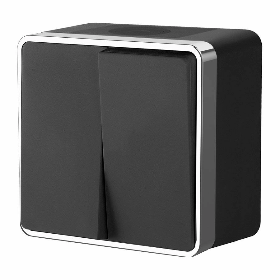 Выключатель двухклавишный влагозащищенный Werkel Gallant W5020235 (черный/хром)