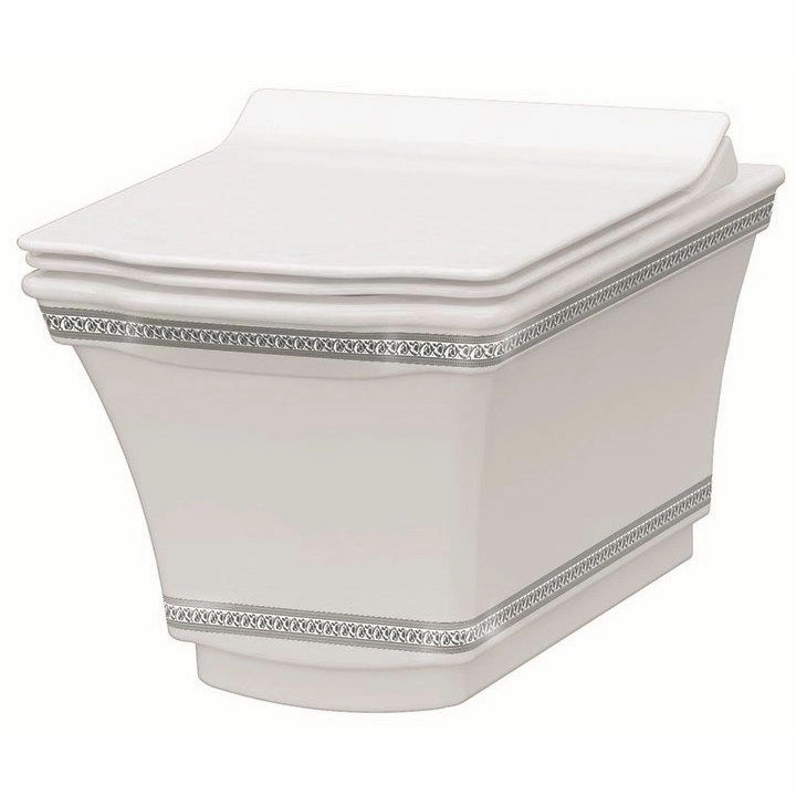 Унитаз подвесной с узором Boheme Hermitage Chrome, 951-CR