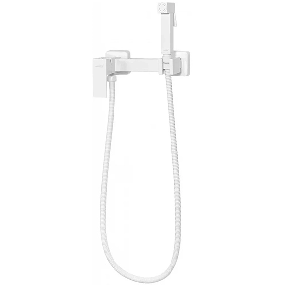 Смеситель с гигиеническим душем Hansberge Cubito белый H0077WW