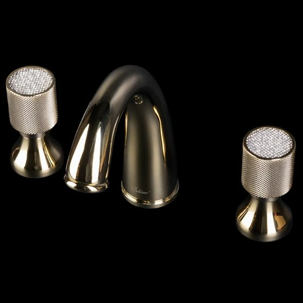 Смеситель для раковины на 3 отверстия Boheme Royal Crystal Gold, 297