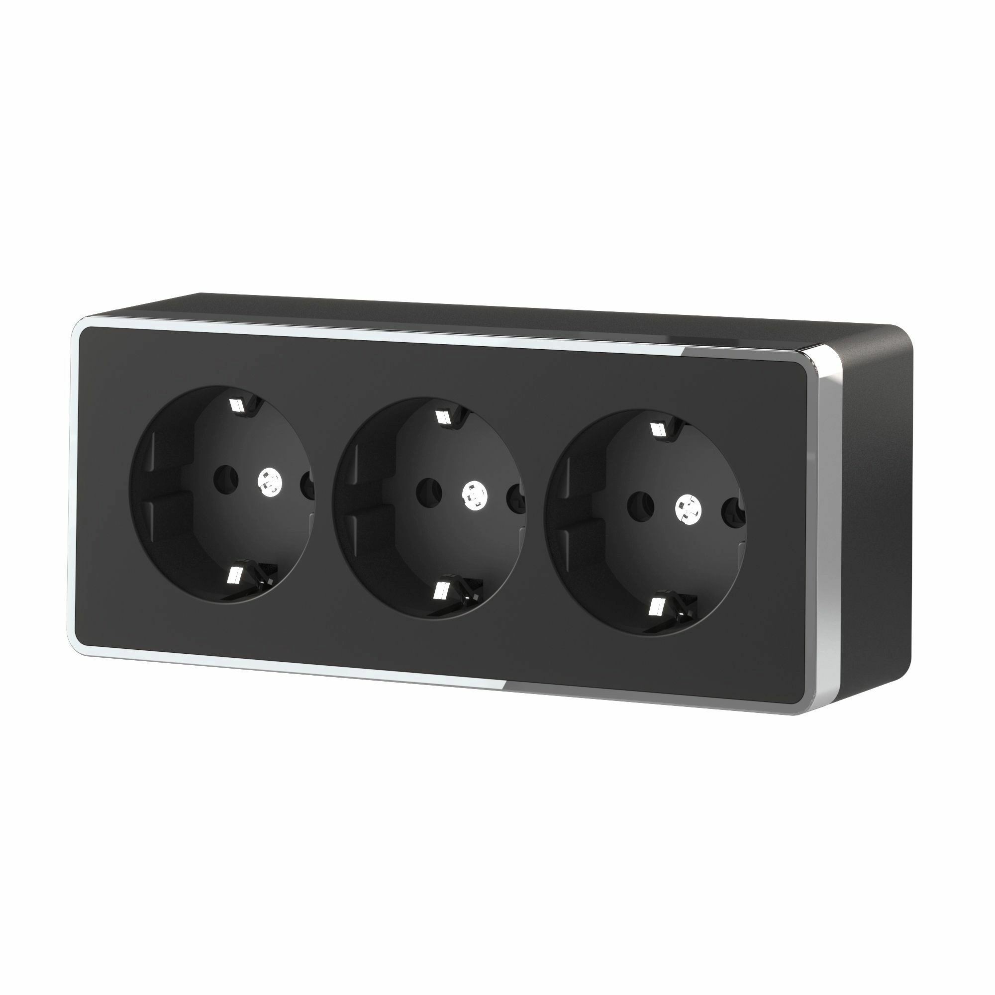 Розетка тройная с заземлением и шторками Werkel Gallant W5073135 (черный/хром)