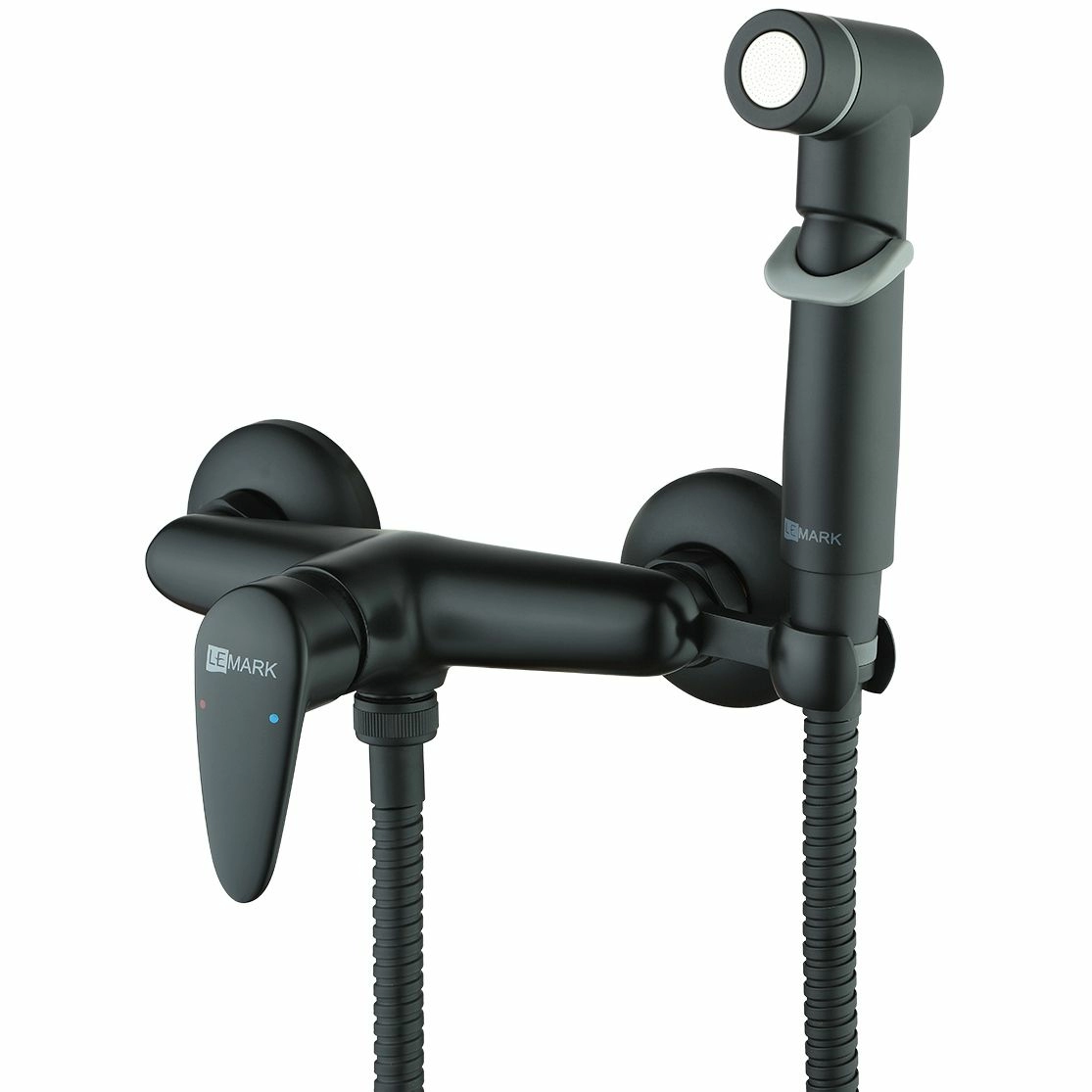 Смеситель настенный с гигиеническим душем Lemark Pramen, LM3318BL