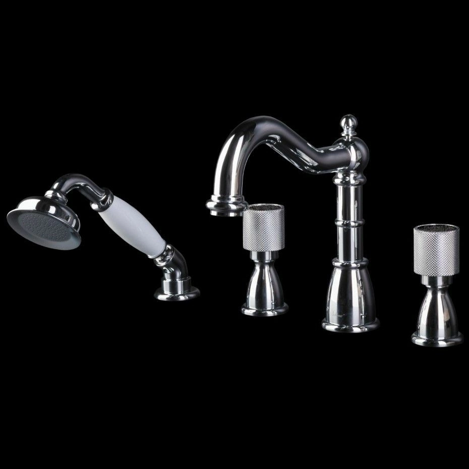 Смеситель для ванны с гарнитуром Boheme Royal Crystal Black Chrome, 396