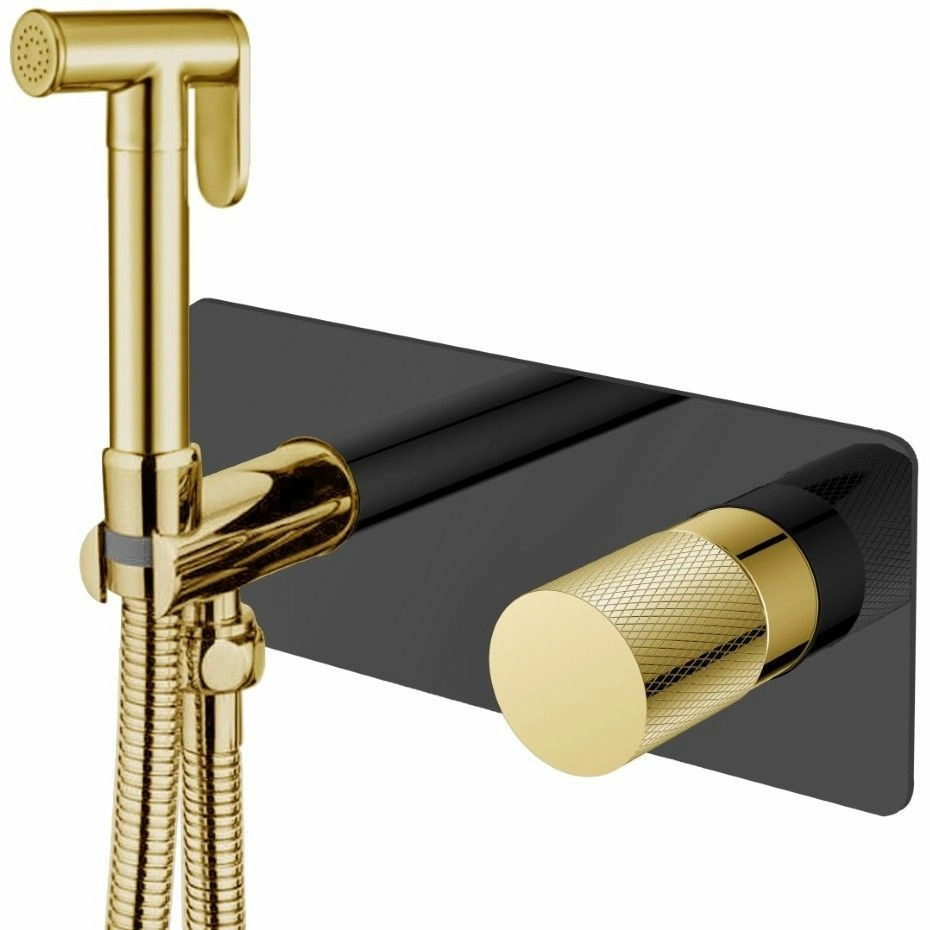 Смеситель гигиенический Boheme Stick Touch Black/Gold, 127-BG.2