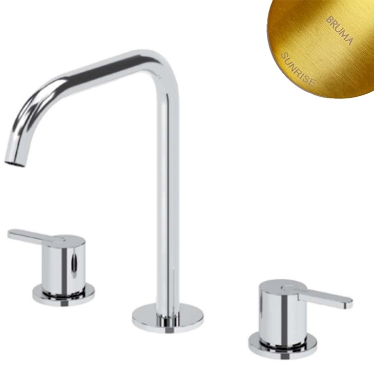 Смеситель для раковины на 3 отверстия настольный Bruma Leaf 167 002 8SR Sunrise, 1670028SR