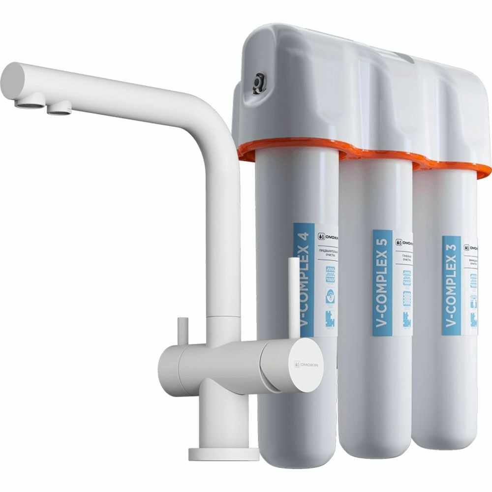 Кухонный смеситель Omoikiri Nagano-WH-P + Pure drop Lite, 4054.8028P