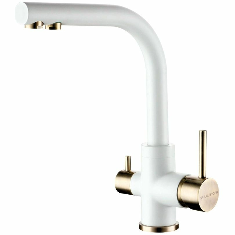 Смеситель для кухни Paulmark Essen белый матовый/бронза, Es213011-431BR