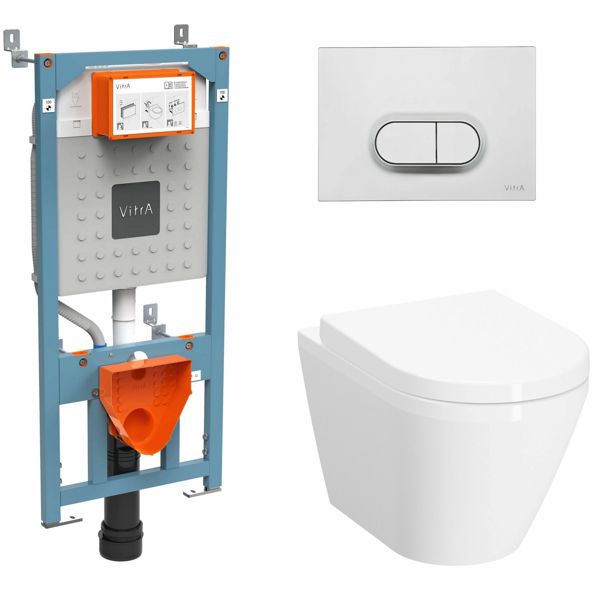 Комплект Vitra Integra Round L-Box с кнопкой матовой, микролифт, 9004B003-7202