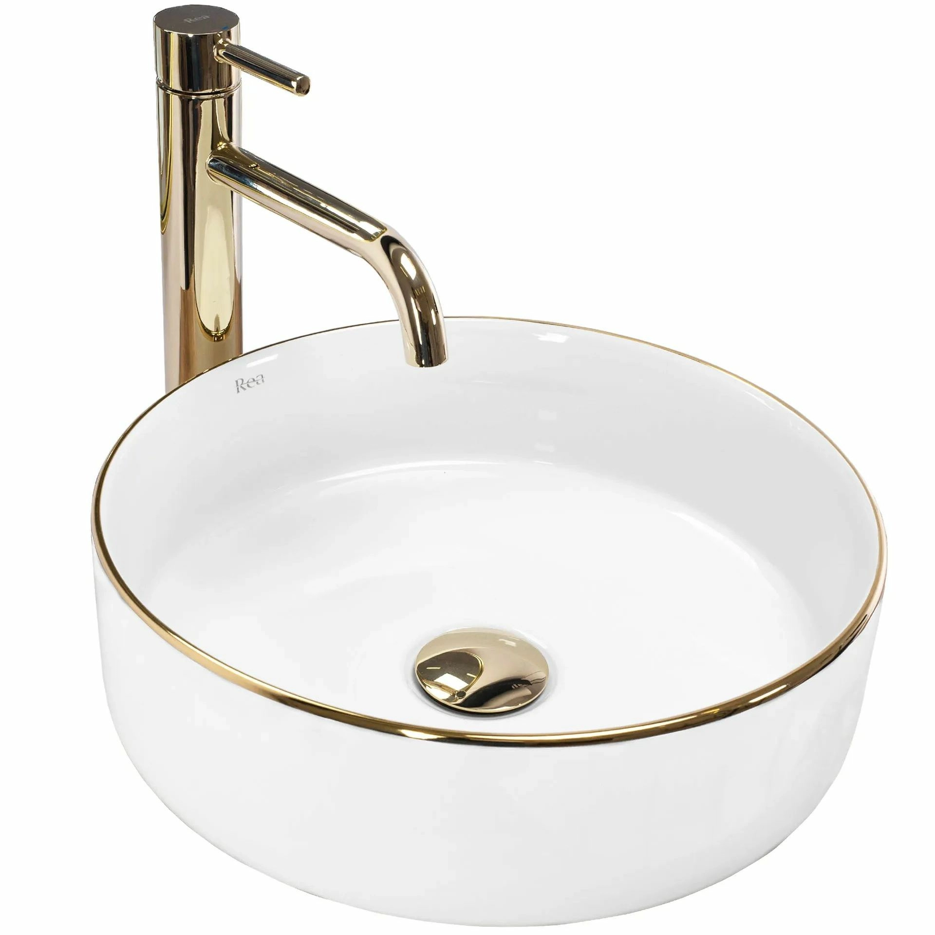 Умывальник Rea Sami White Gold Edge 36x36, REA-U6758