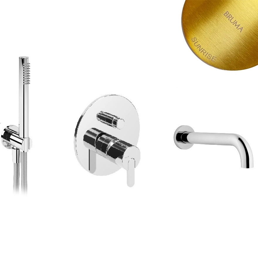 Смеситель скрытого монтажа для ванны Bruma Leaf, 1456403SR+1455914SR+1671301SR