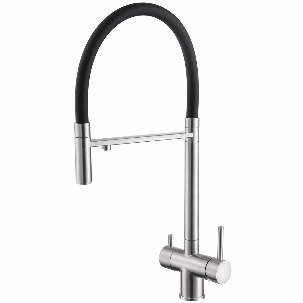 Смеситель для кухни с подключением фильтра и выдвижной лейкой Abber Wasser Kreis хром, AF81141