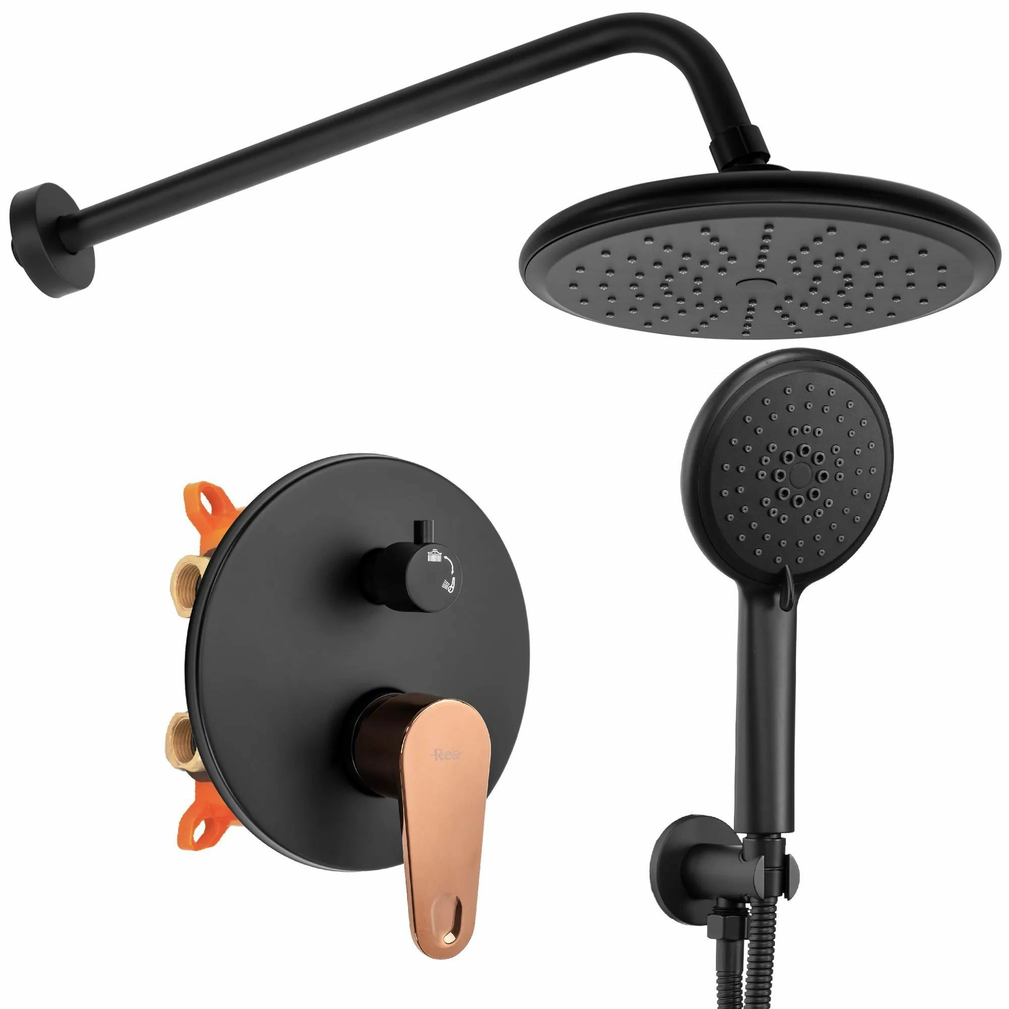 Душевая система Rea Mild Black/Rose Gold, REA-P9143