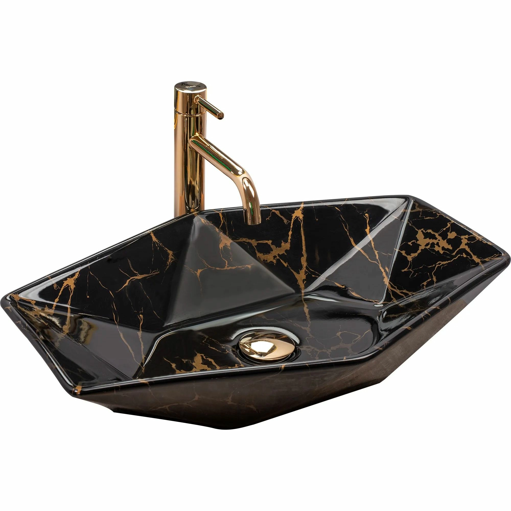 Умывальник Rea Vegas Marble Black Shiny 57x37, REA-U5603