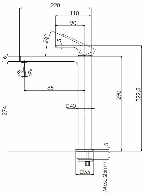 Смеситель для раковины Remer Absolute черный брашированный хром, AU11LCFP