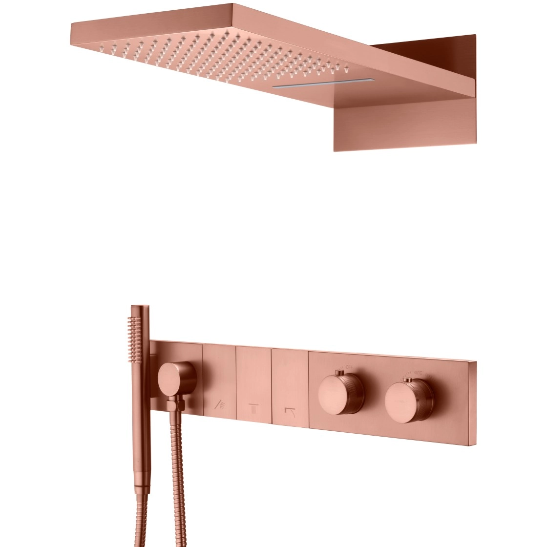 Встроенная душевая система с термостатом Boheme Zodiac Copper Brushed, 133-CB