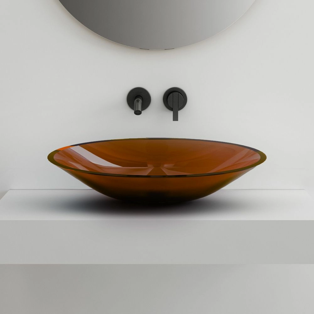 Раковина накладная прозрачная Abber Kristall 53.5x42.5 AT2812Opal коричневая