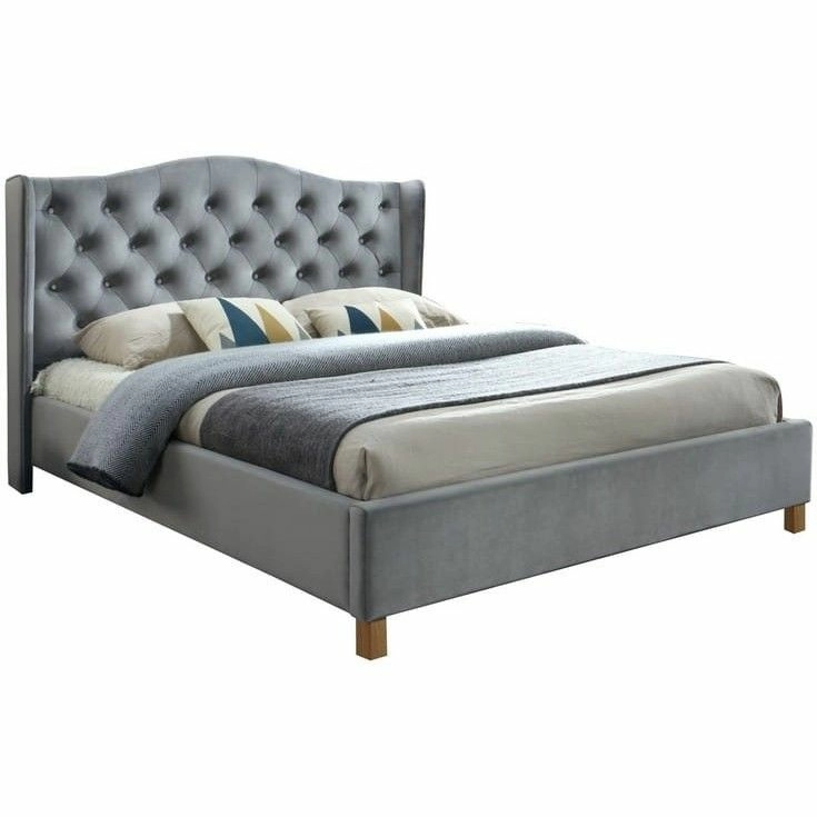 Кровать Signal Aspen Velvet серый/дуб 160/200, ASPENV160SZD