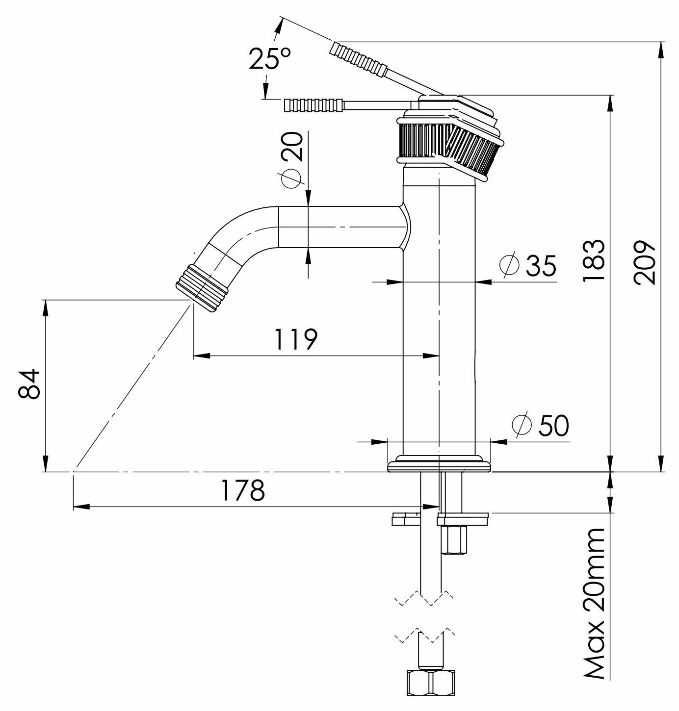 Смеситель для раковины Remer Atelier сталь, AL12XV