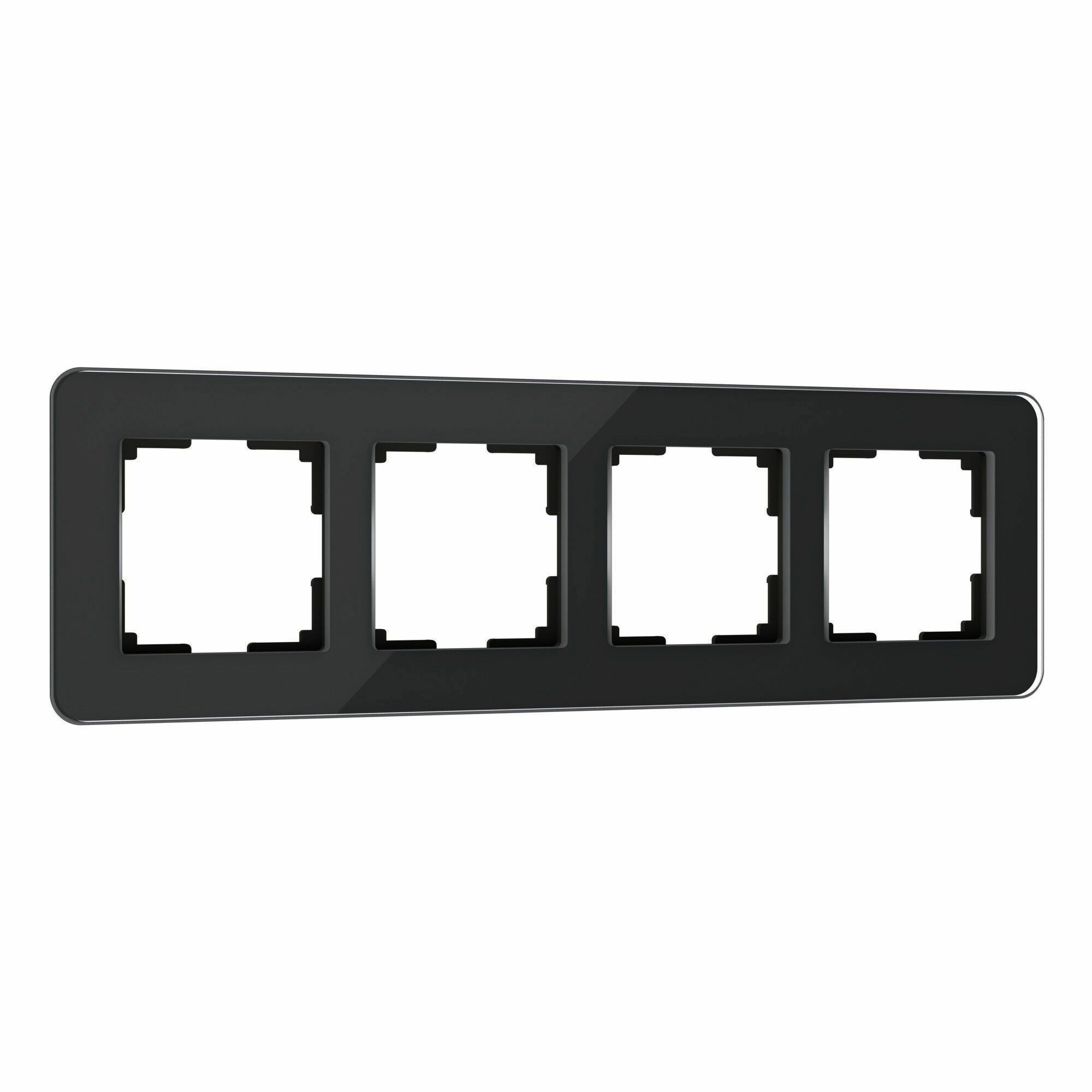 Рамка на 4 поста Werkel Elite W0042448 (черный, стекло)