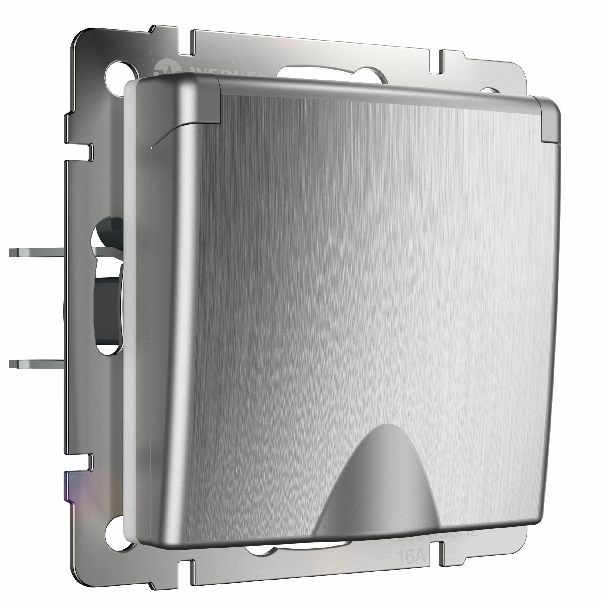 Розетка влагозащищенная с защитной крышкой и шторками Werkel W1171209 (cеребряный рифленый)