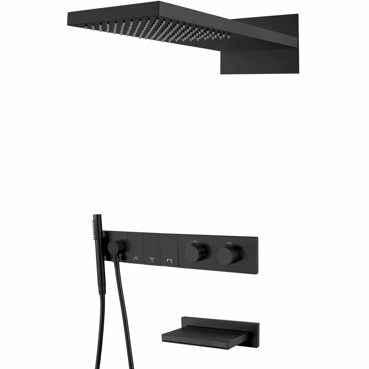 Встроенная душевая система с термостатом и изливом Boheme Zodiac Black, 133-2-B