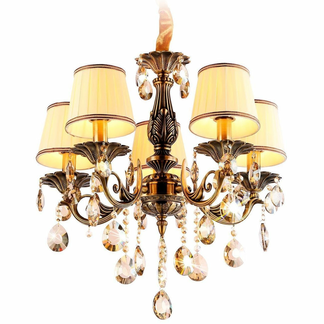 Подвесная люстра с абажурами и хрусталем Ambrella Traditional, TR4577