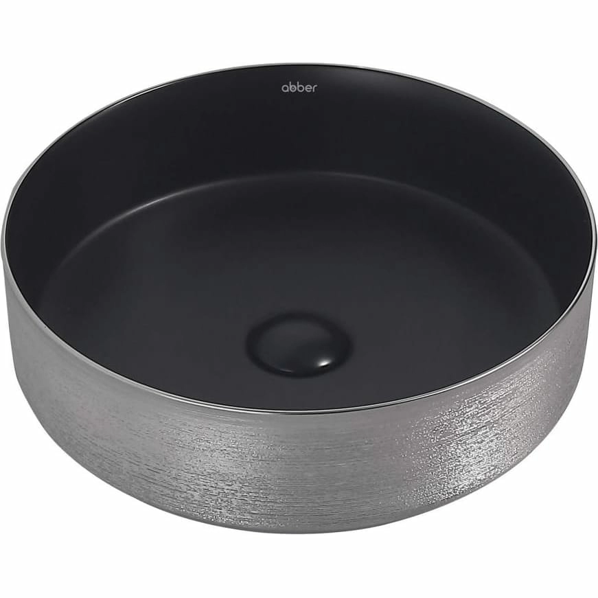 Раковина накладная Abber Bequem 40x40 AC2109BS черный матовый с серебром
