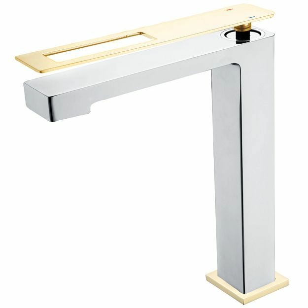 Высокий смеситель для умывальника Boheme Q Chrome/Gold, 142-CRG