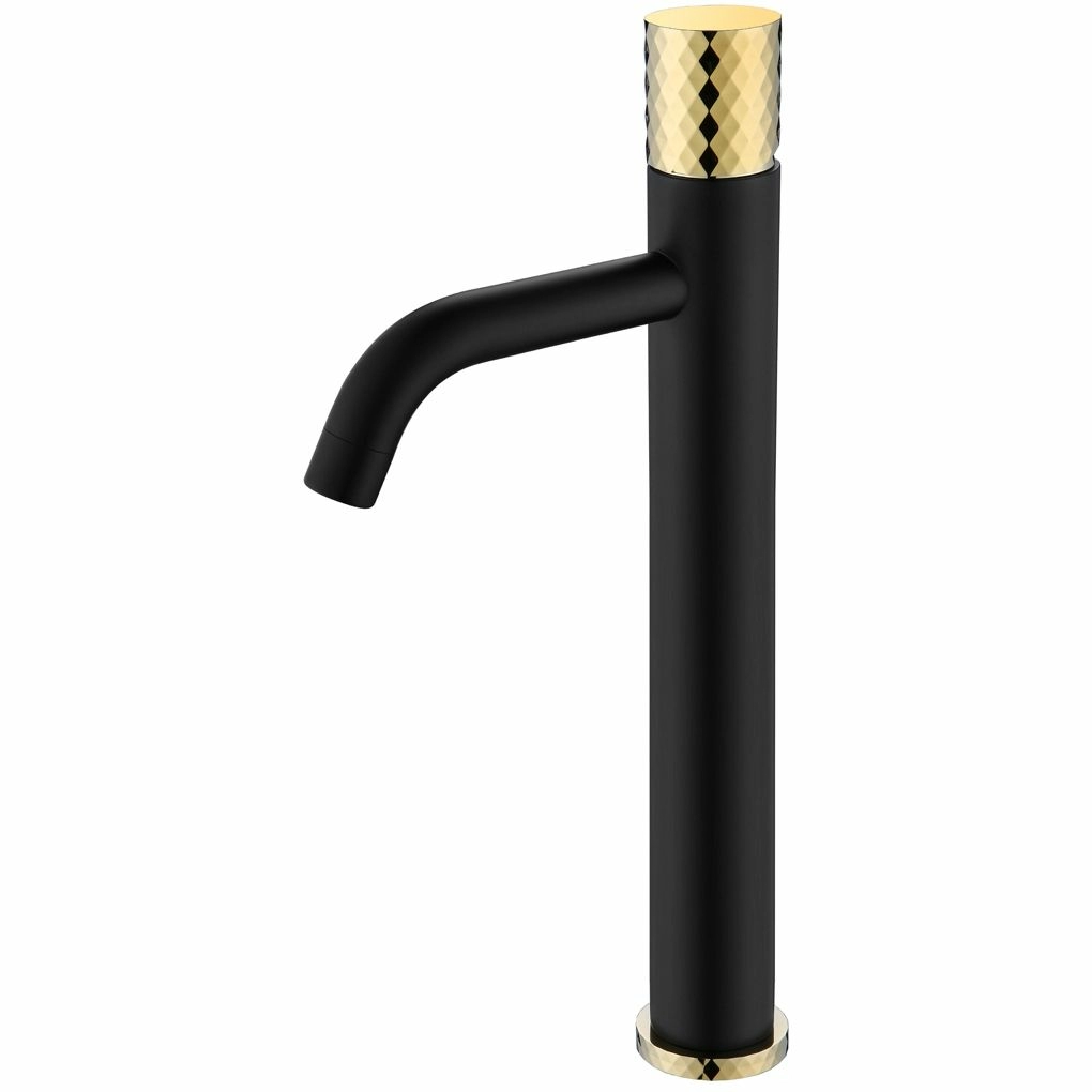 Высокий смеситель для умывальника Boheme Stick Diamond Black/Gold, 122-BG