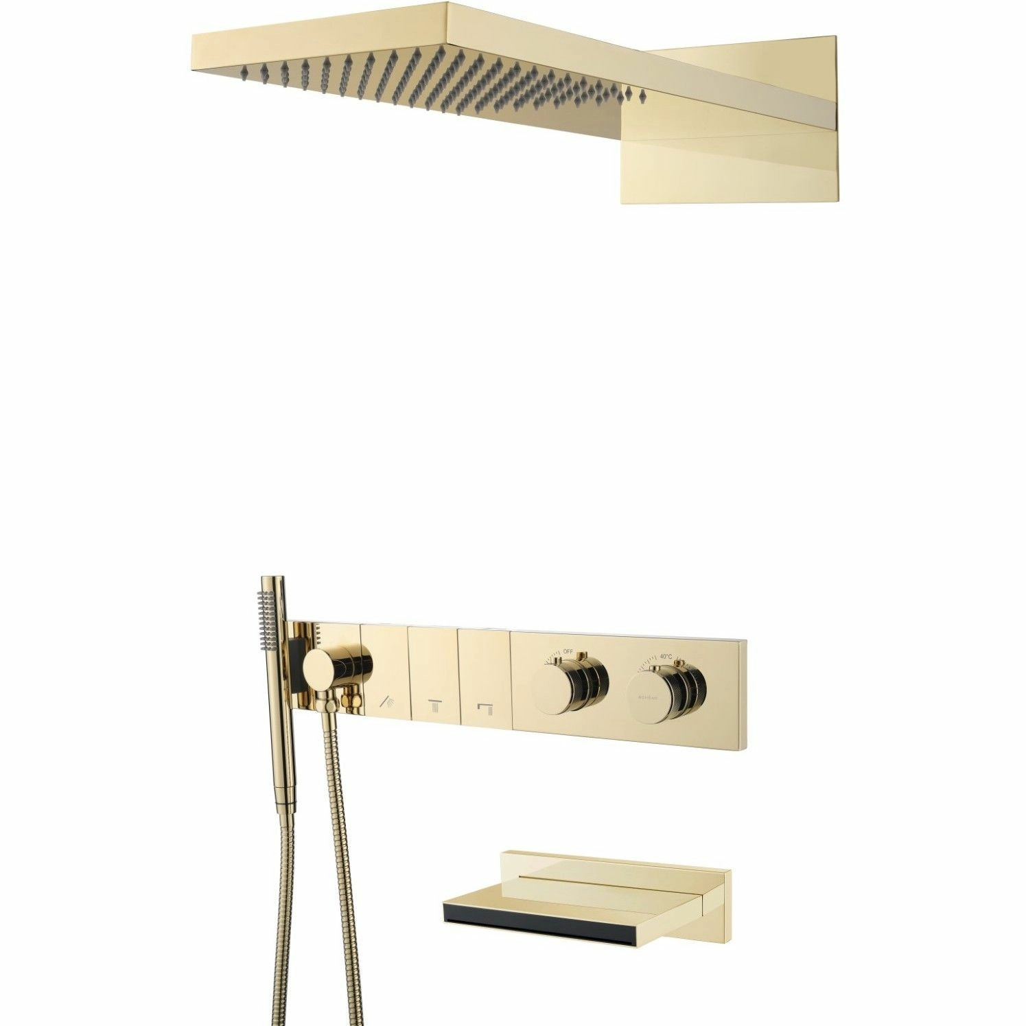 Встроенная душевая система с термостатом и изливом Boheme Zodiac Gold, 133-2-G