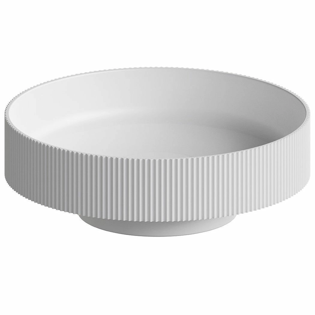Раковина накладная рифленая Boheme Corian 40x40 Matt White, 801-R-MW