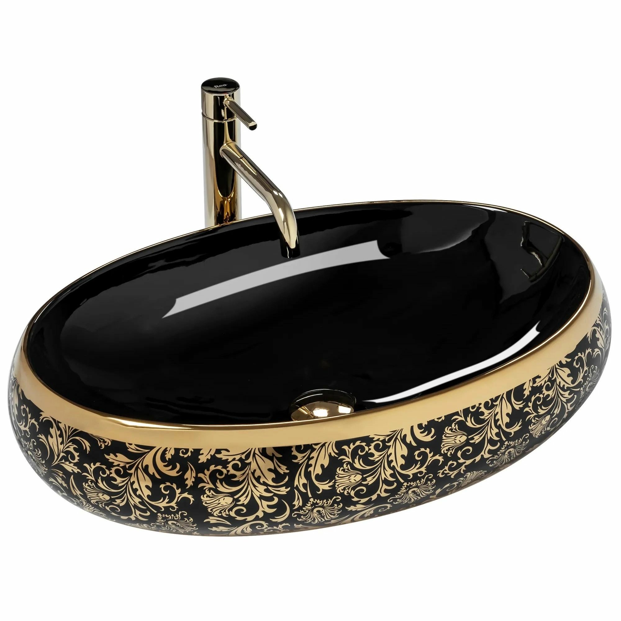 Умывальник Rea Meryl Black/Gold 60x40.5, REA-U8811