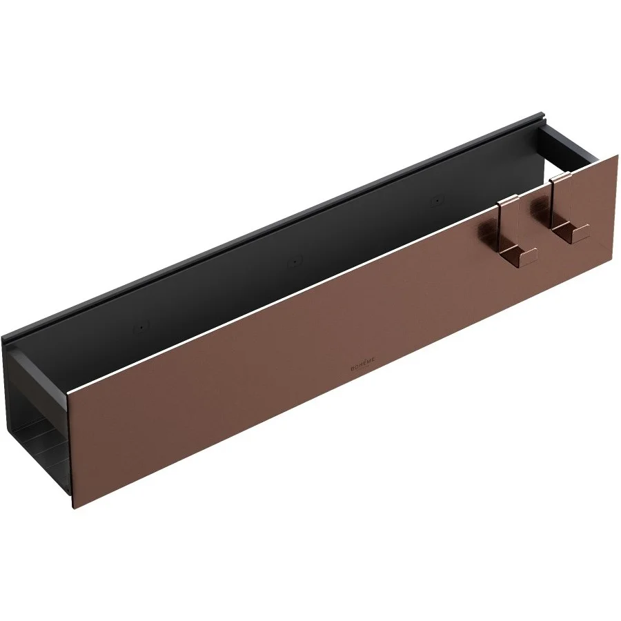 Полка настенная откидная 60 см с 2 крючками Boheme Uno Copper Brushed, 10966-CB