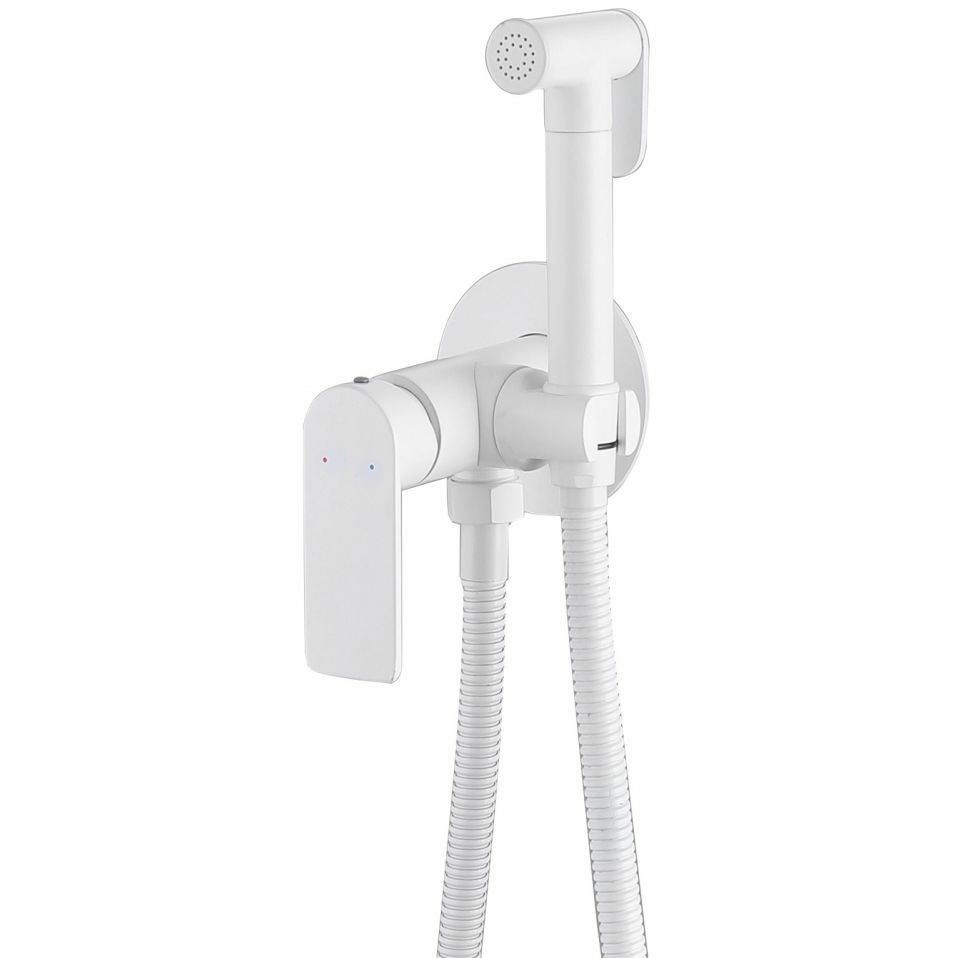 Смеситель с гигиеническим душем Abber Weiss Insel белый, AF8025W