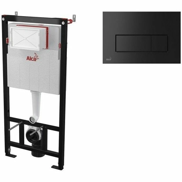 Инсталляция для унитаза Alcaplast AM101/1120 и клавиша смыва M578 (черная матовая), AM101/1120+M578