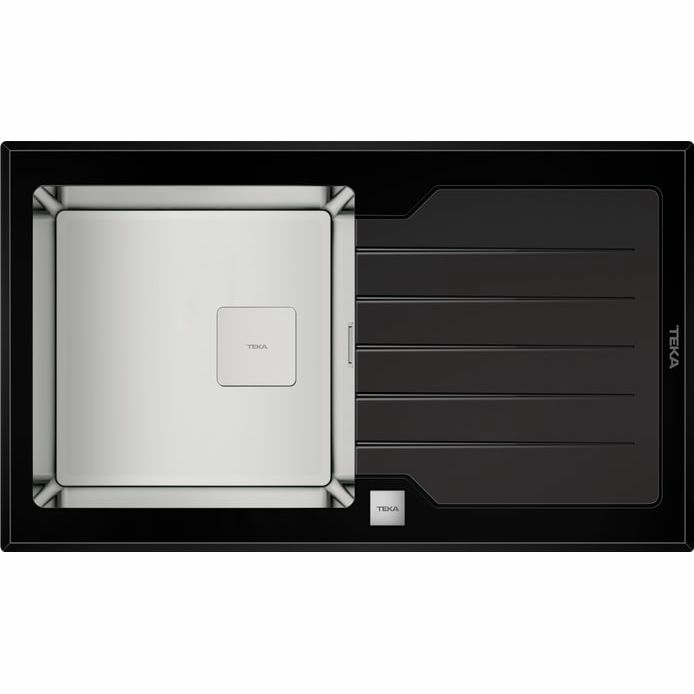 Кухонная мойка Teka Diamond RS15 1B 1D 86 BL (черное стекло, с клапаном-автоматом), 115100011