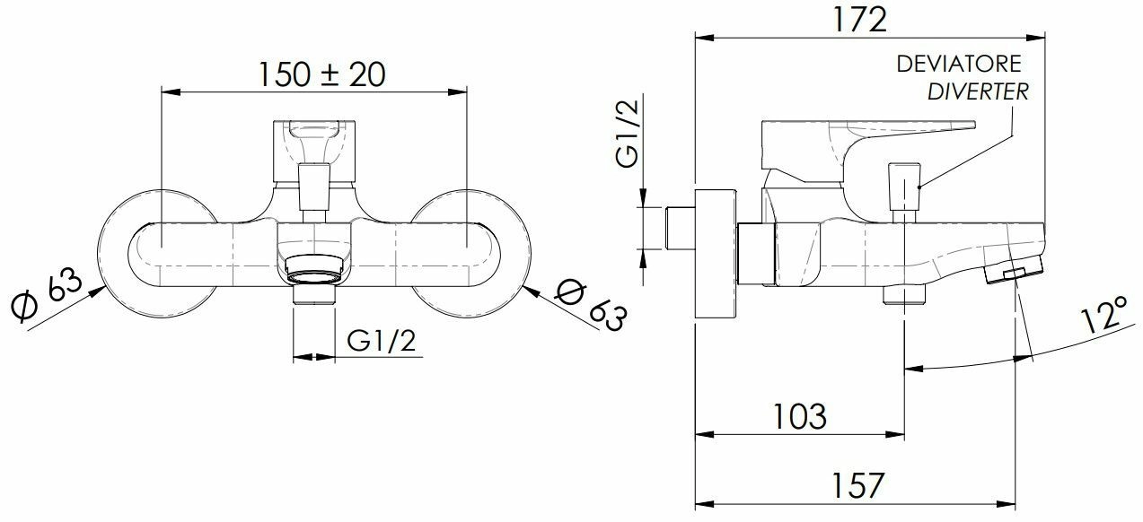 Смеситель для ванны Remer Winner, W05