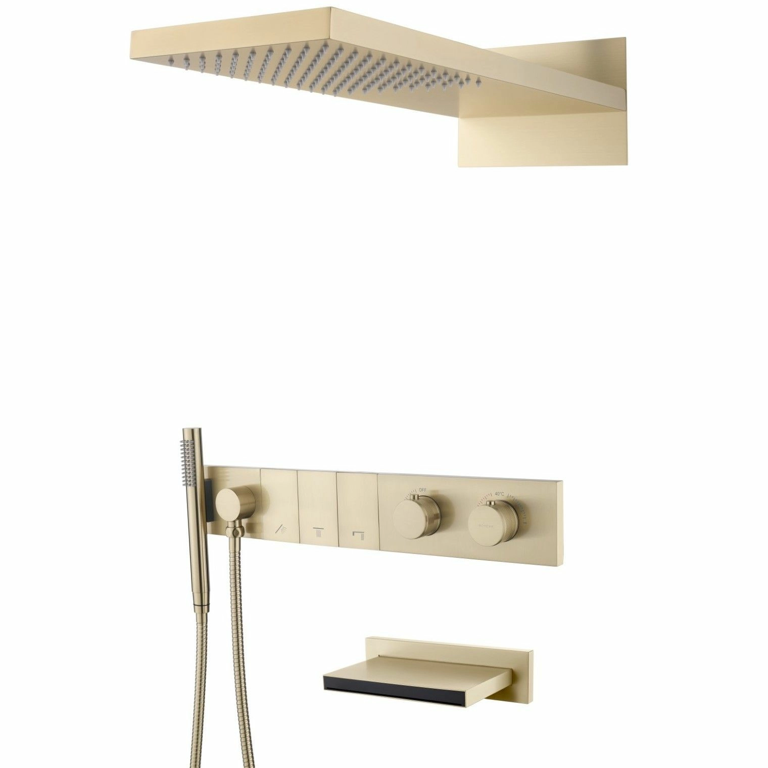 Встроенная душевая система с термостатом и изливом Boheme Zodiac Matt Gold, 133-2-MG